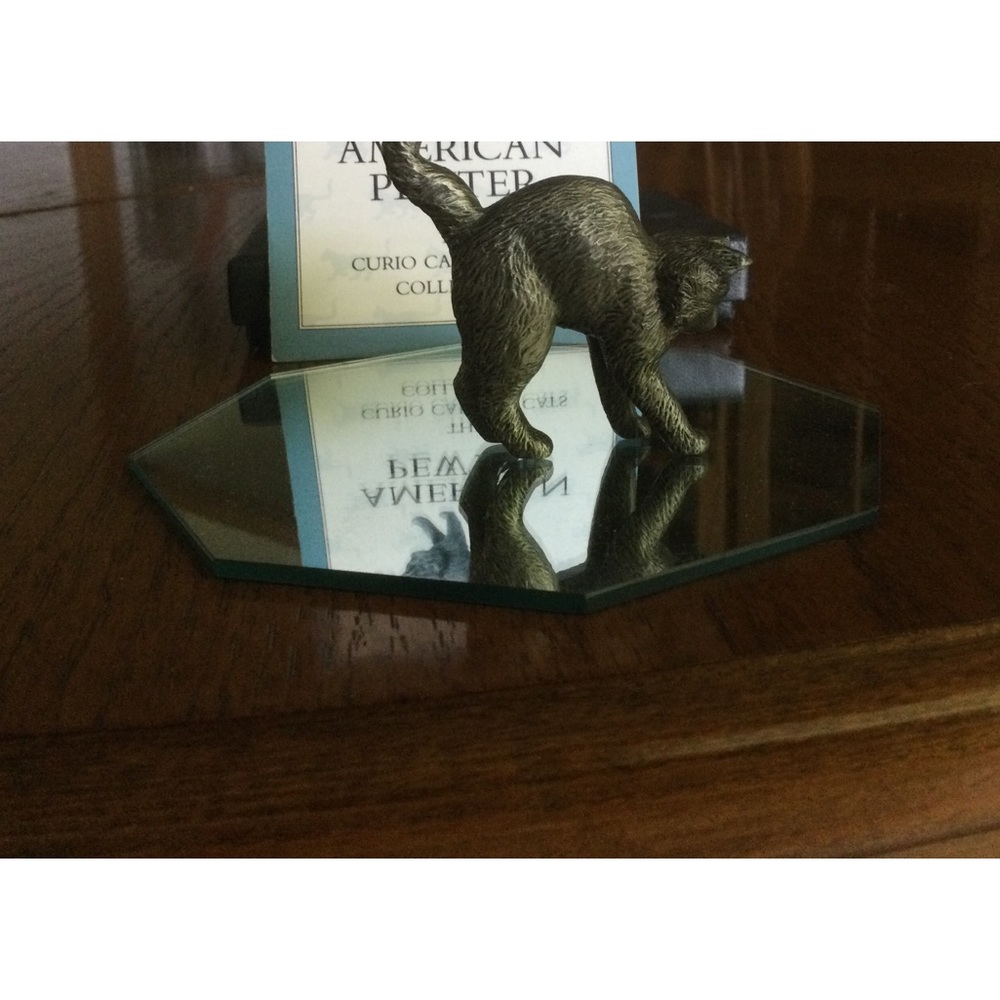 Vtg Franklin Mint "American Pewter" Cat of The Curio Cabinet Cats Collection